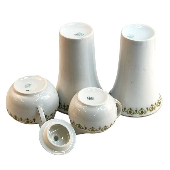 VTG Victoria Austria Green Floral Pattern  Gold edging sugar & creamer set with - Picture 8 of 16